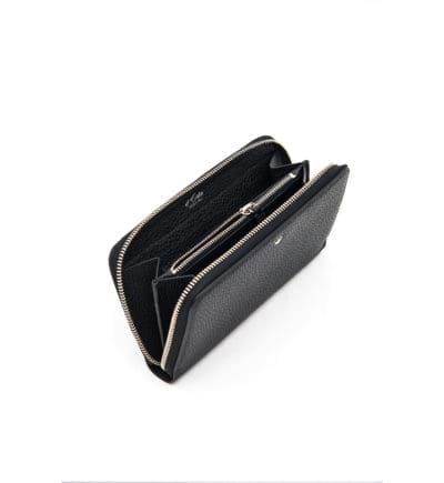 Large Black Wallet with Zip