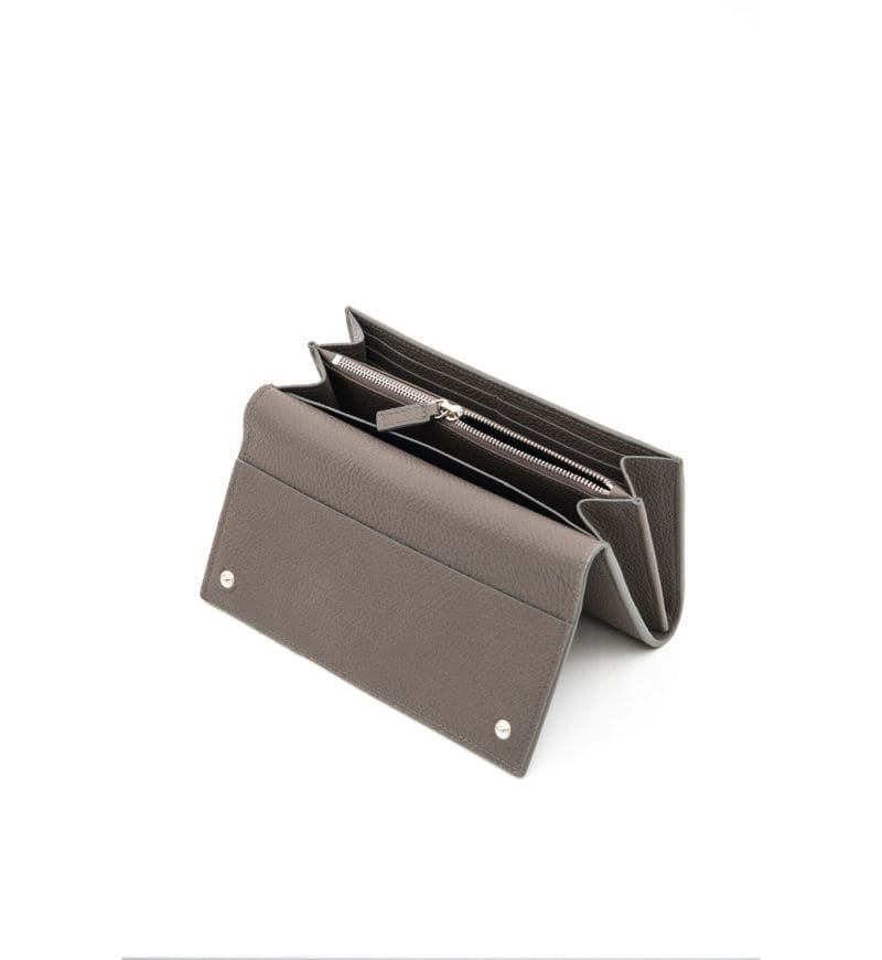 Large Grey Wallet with Flap