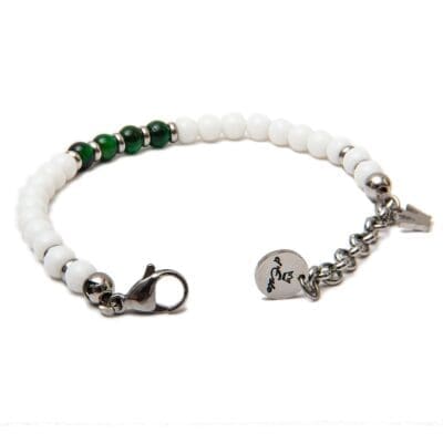 White Onyx & Green Tiger's Eye Bracelet, opened