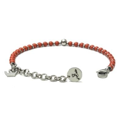 Red Coral & Steel Bracelet