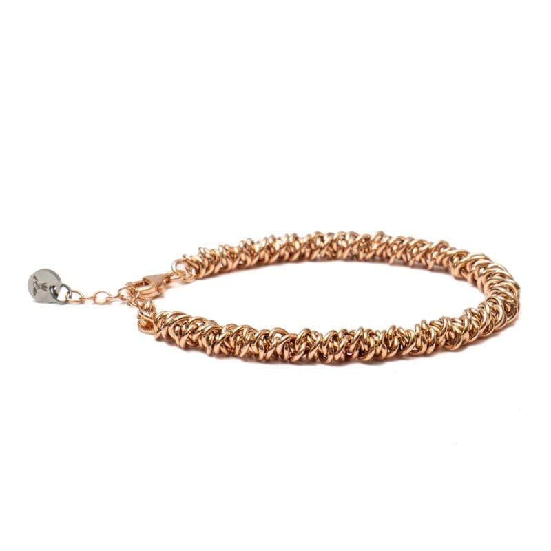 Silver 925 Bracelet with Rose Gold Little Rings