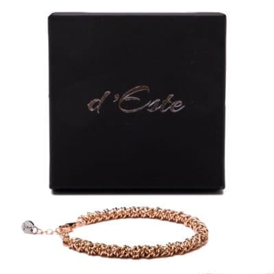 Silver 925 Bracelet with Rose Gold Little Rings, closed with its box