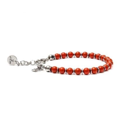 Red Coral Bracelet with steel spacers