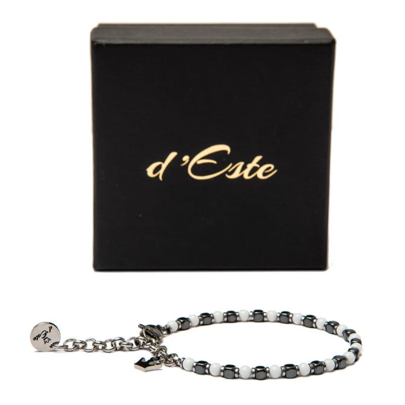 Hematite & White Onyx bracelet, cubes and spheres